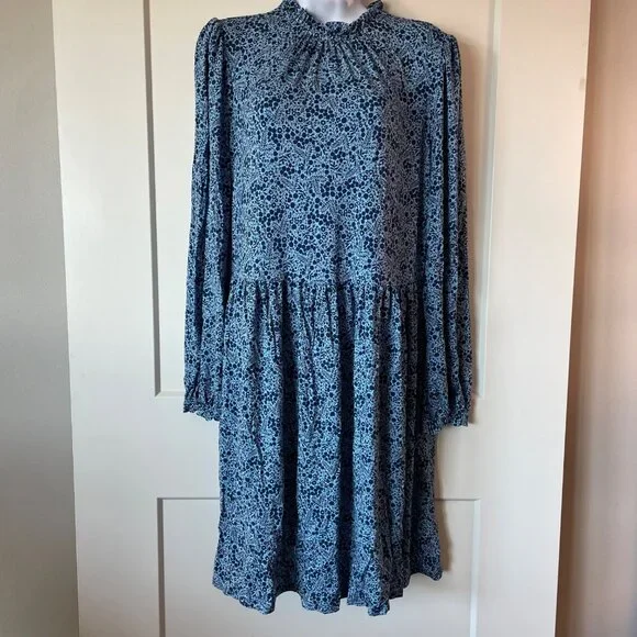 Women's Boden Blue Print Dress size 10R - Picture 2 of 9